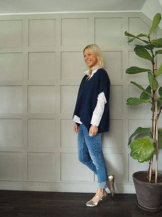 Keitetta Short Sleeve Tank Top Jumper - Bubblegum Pink, Pale Pink, Navy Blue and Oatmeal