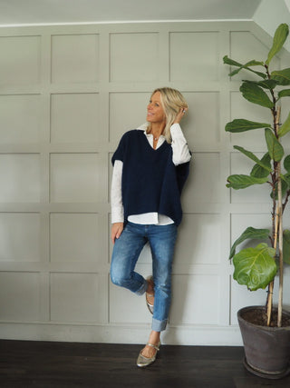 Keitetta Short Sleeve Tank Top Jumper - Bubblegum Pink, Pale Pink, Navy Blue and Oatmeal