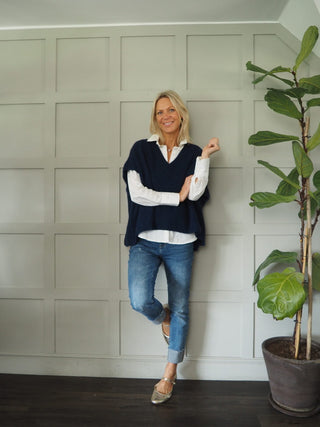 Keitetta Short Sleeve Tank Top Jumper - Bubblegum Pink, Pale Pink, Navy Blue and Oatmeal