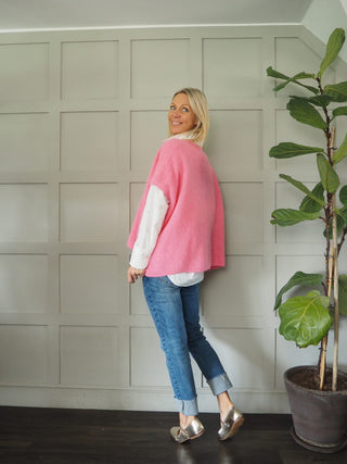 Keitetta Short Sleeve Tank Top Jumper - Bubblegum Pink, Pale Pink, Navy Blue and Oatmeal