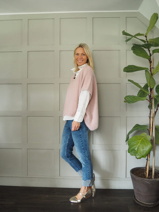 Keitetta Short Sleeve Tank Top Jumper - Bubblegum Pink, Pale Pink, Navy Blue and Oatmeal