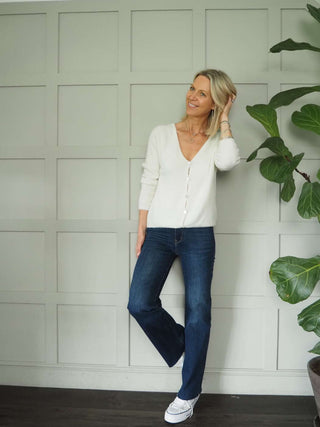 Oreo V-Neck Cardigan with 5 Pearlescent Buttons - 7 Colours