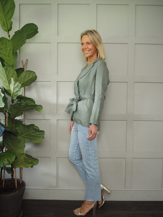 Pally Mid/High Rise Jeans with Raw Hem - Light Blue