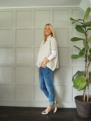 Keitetta Short Sleeve Tank Top Jumper - Bubblegum Pink, Pale Pink, Navy Blue and Oatmeal