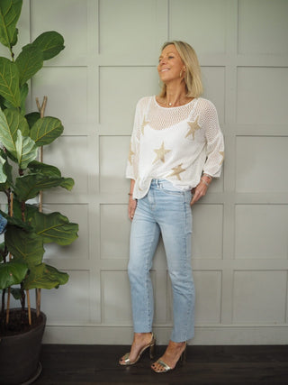 Pally Mid/High Rise Jeans with Raw Hem - Light Blue