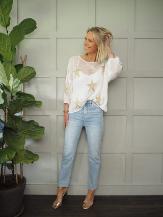 Pally Mid/High Rise Jeans with Raw Hem - Light Blue