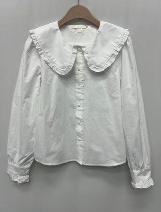 Philippa Blouse with Peter Pan Collar - Green Check, Off White