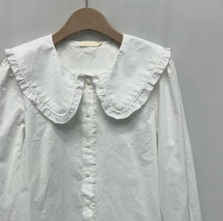 Philippa Blouse with Peter Pan Collar - Green Check, Off White