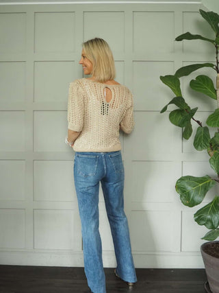 Pongo Long Length, Raw Hem Denim Jeans with Side and Back Pockets - Mid Blue