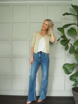 Pongo Long Length, Raw Hem Denim Jeans with Side and Back Pockets - Mid Blue