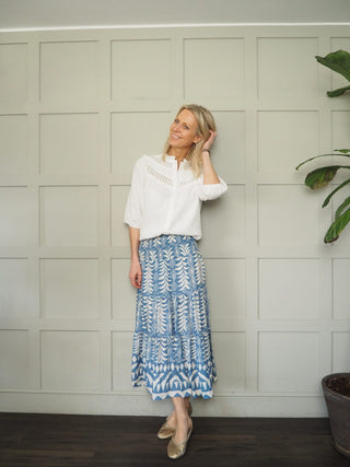 Royal Cheesecloth Cropped Sleeve Blouse - Baby Blue, Coral, Off White, Yellow