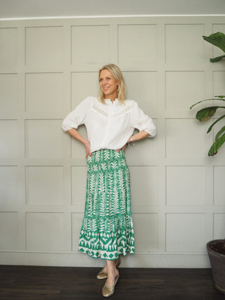 Royal Cheesecloth Cropped Sleeve Blouse - Baby Blue, Coral, Off White, Yellow