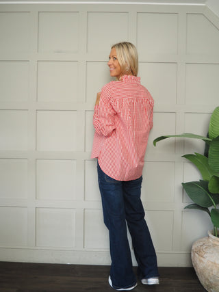 Carron Blouse with Ruffle Collar by Luella - Red/White Gingham