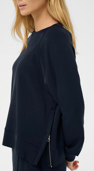 Zola Super Soft Sweatshirt with Side Zips by Part Two - Dark Navy