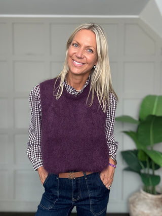 Melrose Mohair Blend Crew Neck Tank Top by Luella - Plum