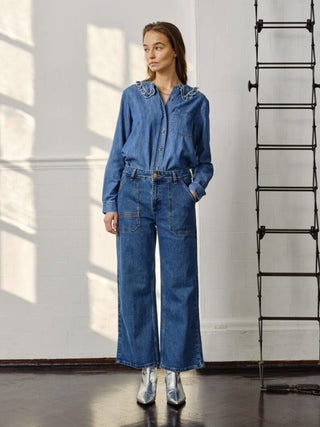 Elodie Slightly Cropped, Wide Leg Jeans by Seventy Mochi - Americana and Voyager Vintage