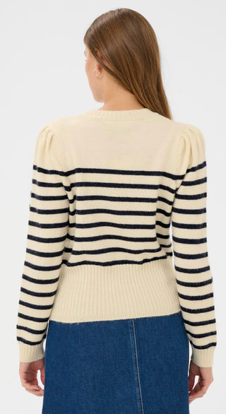 Olena Stripe Jumper by Saint Tropez - Dark Navy/Ecru