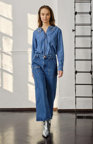 Elodie Slightly Cropped, Wide Leg Jeans by Seventy Mochi - Americana and Voyager Vintage