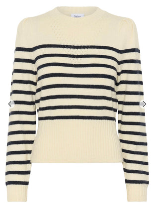 Olena Stripe Jumper by Saint Tropez - Dark Navy/Ecru