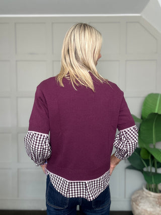 Oban Merino Wool Crew Neck Short Sleeve Jumper by Luella - Plum