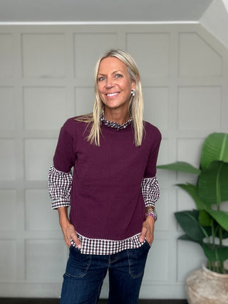 Oban Merino Wool Crew Neck Short Sleeve Jumper by Luella - Plum