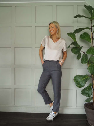 Lynette Linen Trousers with Side Pockets - Coral, Grey, Navy Blue, Sand