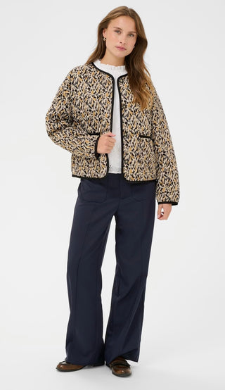 Ozette Animal Print Quilted Jacket by Saint Tropez - Black/Camel/Cream