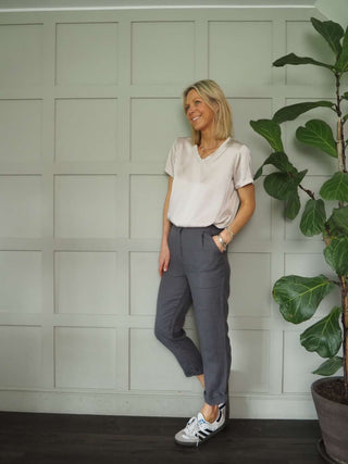 Lynette Linen Trousers with Side Pockets - Coral, Grey, Navy Blue, Sand