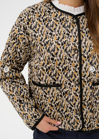 Ozette Animal Print Quilted Jacket by Saint Tropez - Black/Camel/Cream