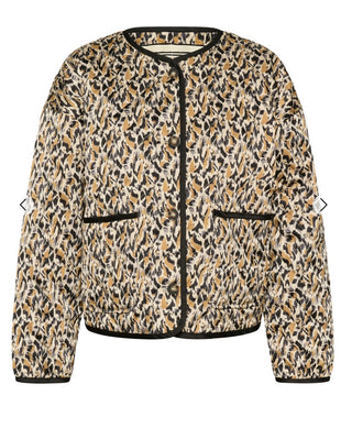 Ozette Animal Print Quilted Jacket by Saint Tropez - Black/Camel/Cream
