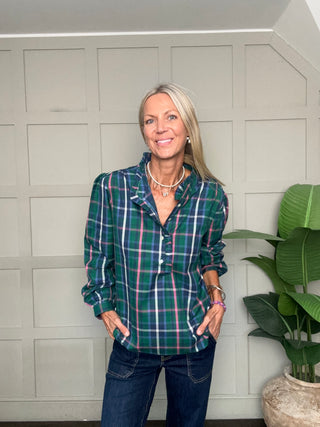 Beauly Blouse with Ruffle Details by Luella - Green/Pink Tartan
