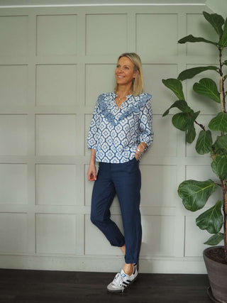 Lynette Linen Trousers with Side Pockets - Coral, Grey, Navy Blue, Sand