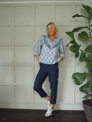 Lynette Linen Trousers with Side Pockets - Coral, Grey, Navy Blue, Sand