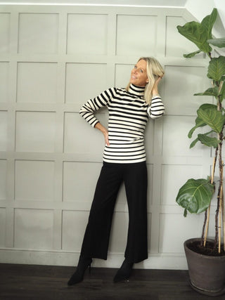 Spina Striped Polo Neck by Soaked - Black/White Stripe