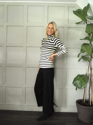 Spina Striped Polo Neck by Soaked - Black/White Stripe