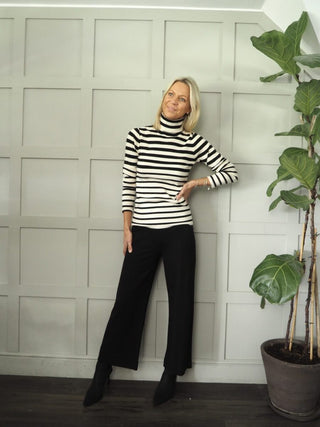 Spina Striped Polo Neck by Soaked - Black/White Stripe