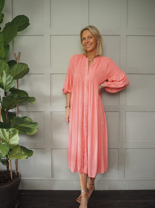 Miller Dress - Coral, Navy Blue