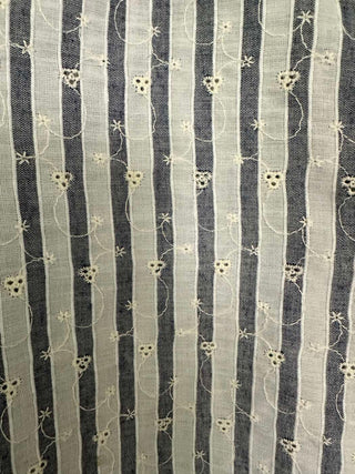 Lenah Long Sleeve Blouse - Denim Blue/Off White Stripes