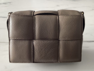 Jerry Leather Square Woven Design Bag with Gold Clasp Fastening - Black, Blue, Orange and Taupe