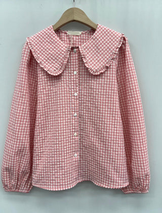 Spencer Blouse with Peter Pan Collar - Pink Check