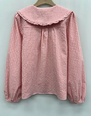 Spencer Blouse with Peter Pan Collar - Pink Check