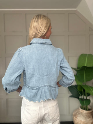 Tate Soft Denim Blouse by Seventy Mochi - Light Denim Blue