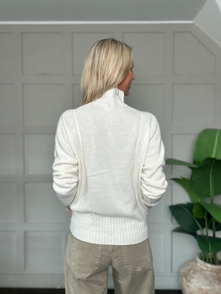 Elgin Cashmere Blend Turtle Neck  Jumper by Luella - Off White/Grey/Camel
