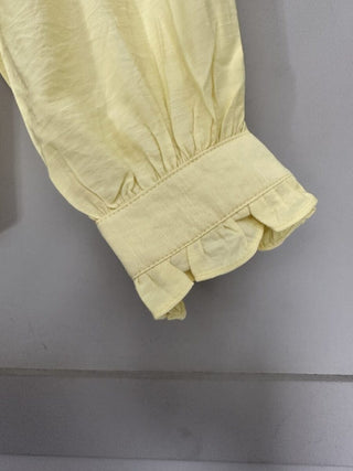 Elcot LONG Sleeve Blouse with V Neckline and Frill Detail - Baby Blue, Burgundy, Off White, Yellow