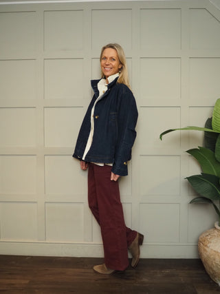 Jannine Funnel Neck Swing Jacket by Soaked - Dark Denim