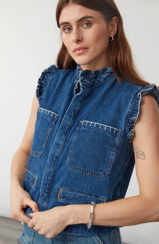 Pablo Waistcoat with Frill Collar by Seventy Mochi, Best Seller - Americana, Black, Ecru, Vintage Red