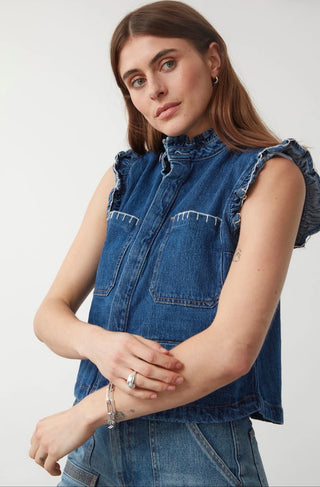 Pablo Waistcoat with Frill Collar by Seventy Mochi, Best Seller - Americana, Black, Ecru, Vintage Red