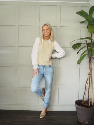 Nathanie Sleeveless Chunky Knit Tank Top by Part Two - Metallic Gold