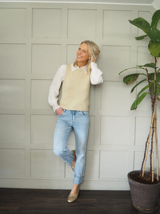 Polly Cheesecloth Blouse with Lace Detail on Collar &amp; Cuffs - Off White