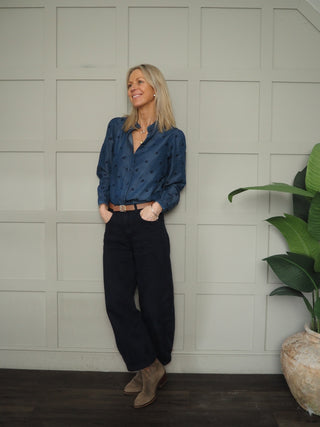 Bykosmo Embroidered Blouse by BYoung - Denim Blue